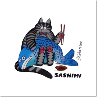 B Kliban Cat sashimi Posters and Art